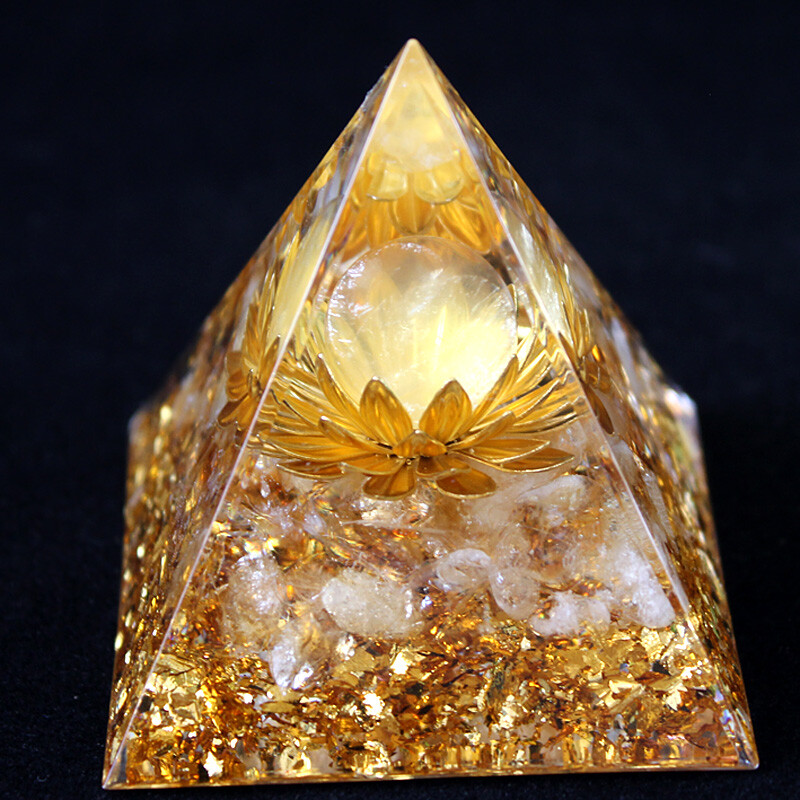 Yellow Crystal Ball Crystal Broken Stone Pyramid Home Resin Drip Glue Decoration