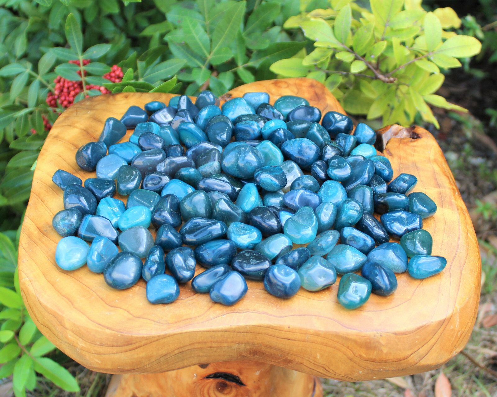 1 lb Bulk Blue Agate Tumbled Stone Premium Quality ‘A’ Grade, Dyed, Teal 16 oz