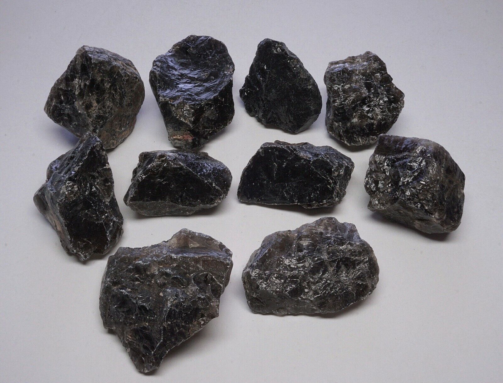Smoky Quartz 10 Piece Box Natural Brown Gray Crystal Chunks Gemstone Specimens