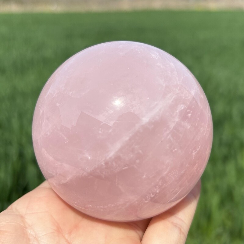 Top!! 0.59kg Natural Rose Quartz Crystal Ball Quartz Crystal Sphere Decor 75mm