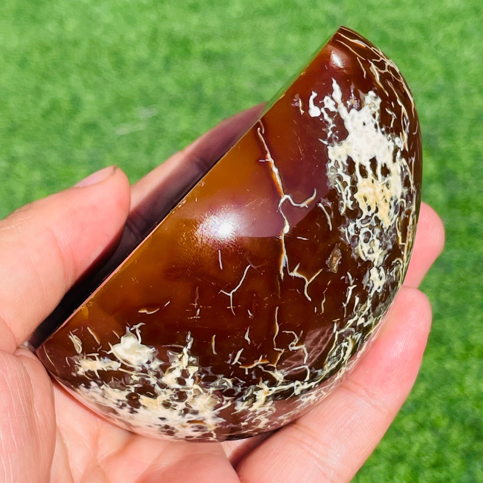 359g Natural Polished Red Sugar Agate Geode Quartz Crystal Specimen Healing