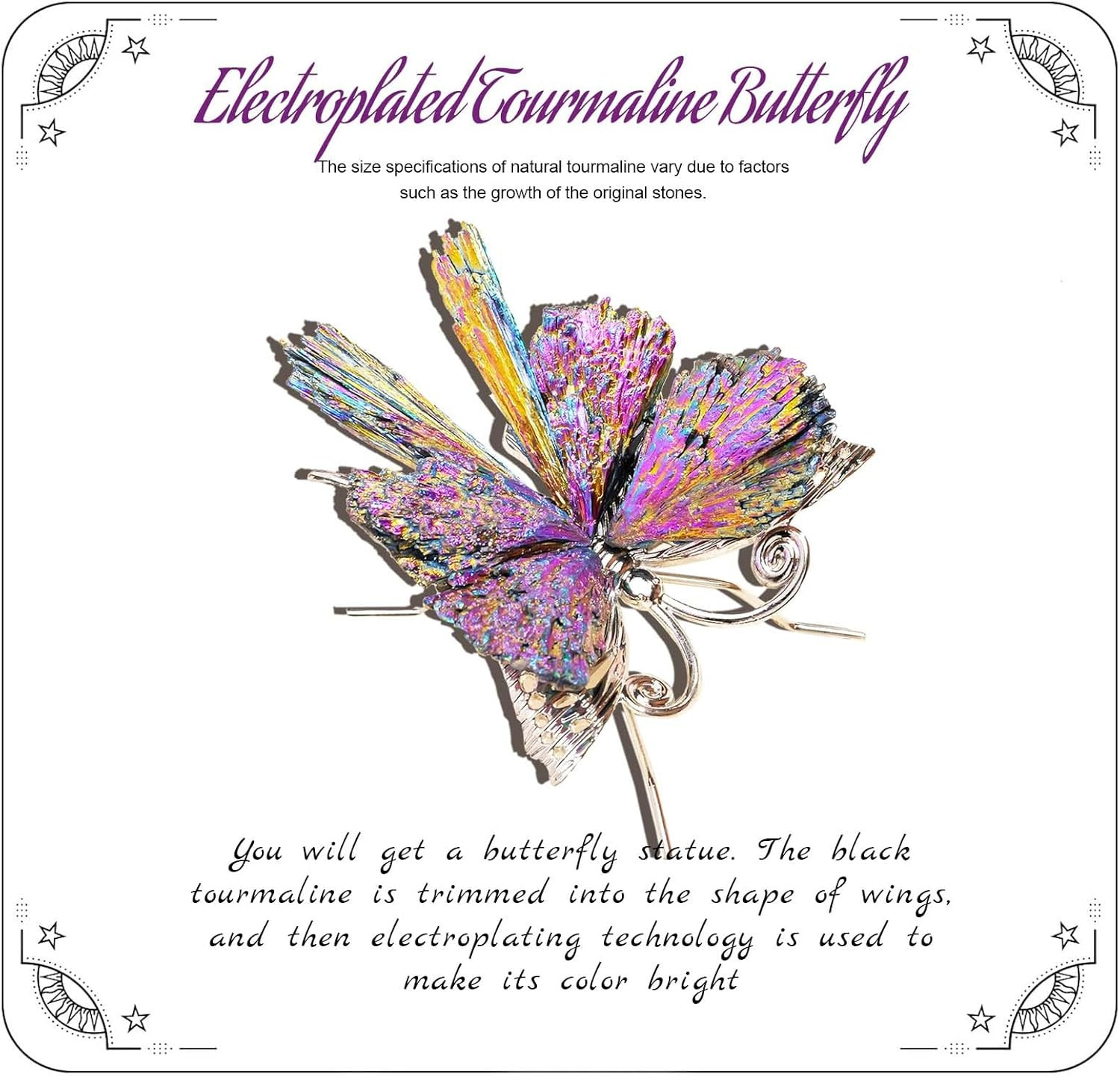 Butterfly Statue Natural Electroplated Blue Tourmaline Decor Collection Natural