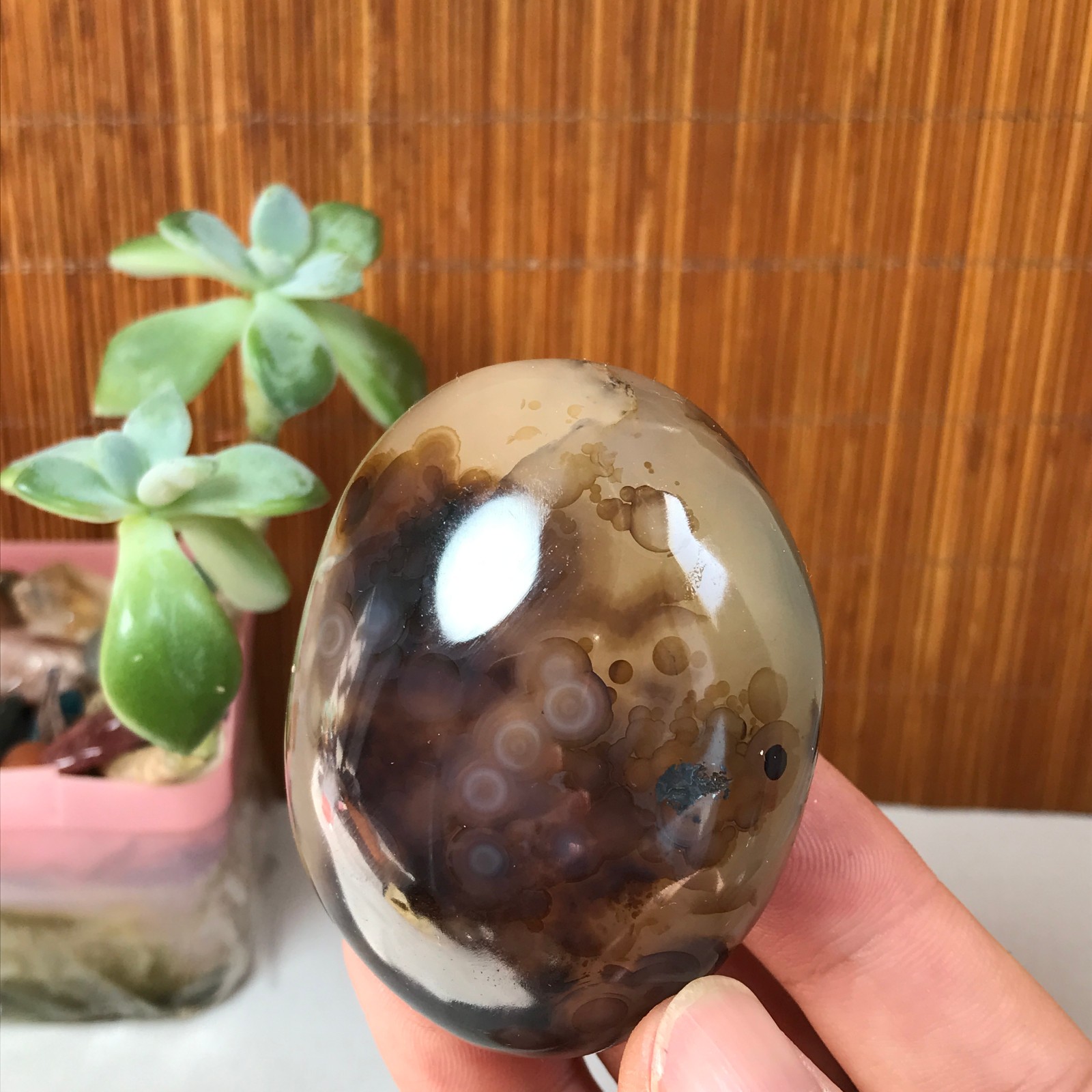 63-48-35mm Natural aquatic plants agate pretty Crystal specimens 145g A1882