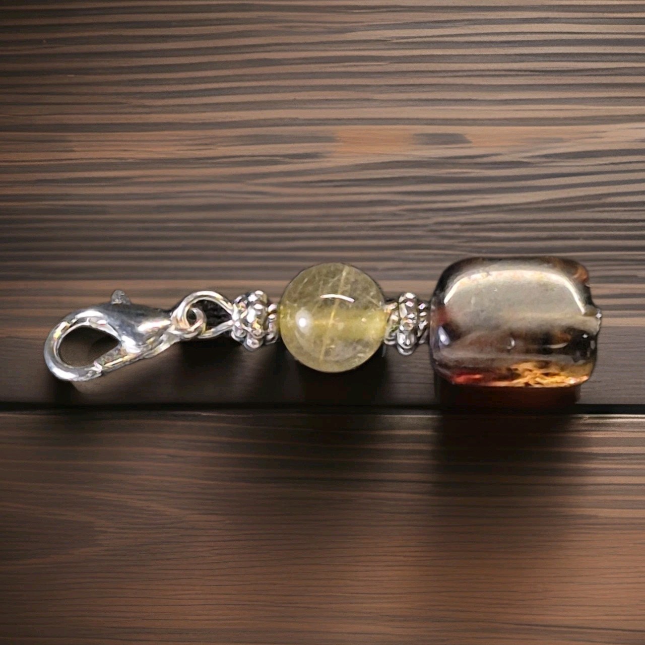 Mixed Quartz Rootbeer Brown Rectangular Cube With Lobster Claw Clasp