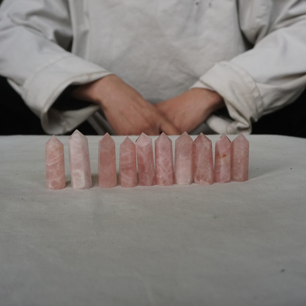 10 Pieces Tiny Natural Pink Rose Quartz Crystal Points Tower Oblisk Healing Bulk