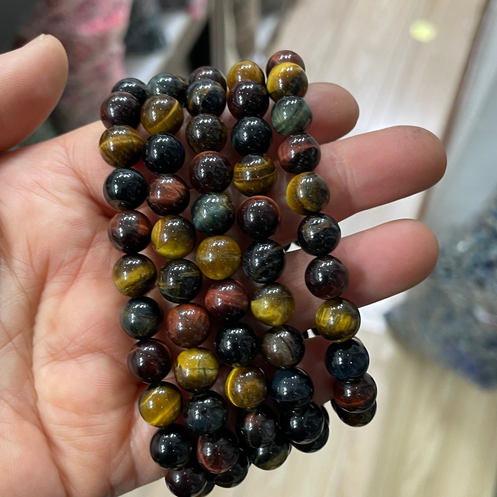 5pc 8mm Natural tiger-eye Bead Bracelet Reiki Crystal Quartz Healing Decorate