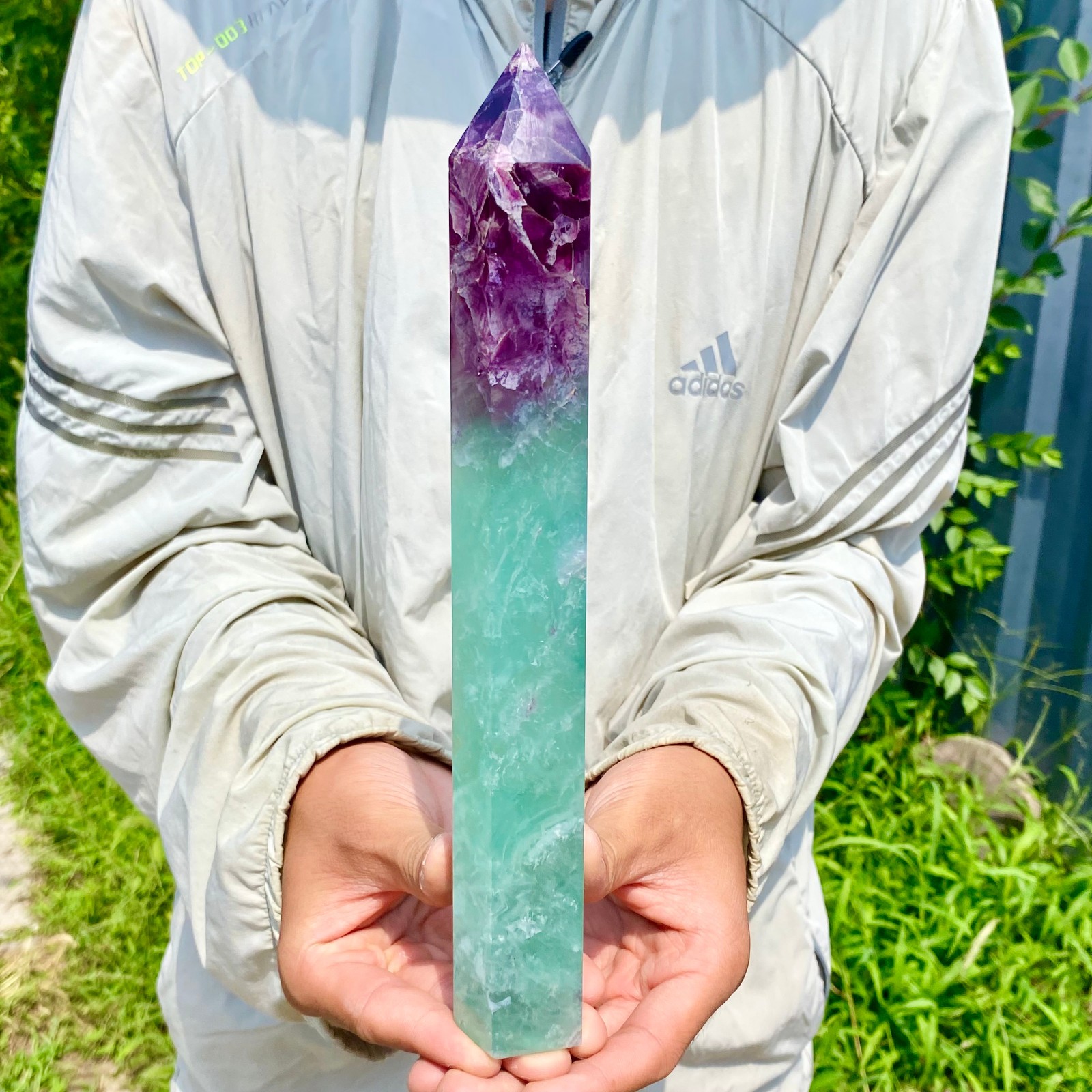 1.86LB Large Natural colored fluorite crystal column obelisk healing specimen