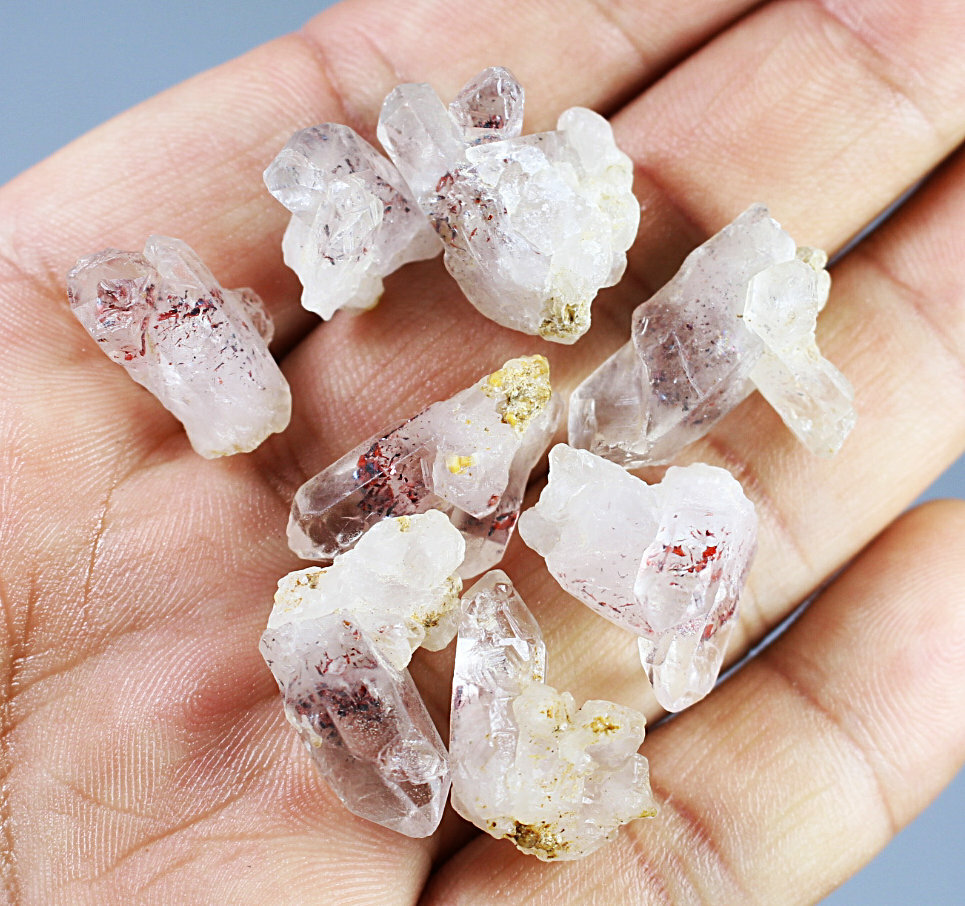 8pcs Natural Red Strawberry Pyramid Quartz Crystal Stone Point Mineral Specimen