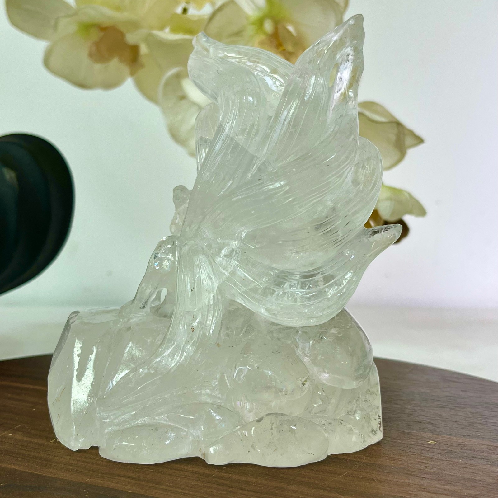 3.02LB Natural white crystal, quartz mineral, artificial carving, spiritual dec
