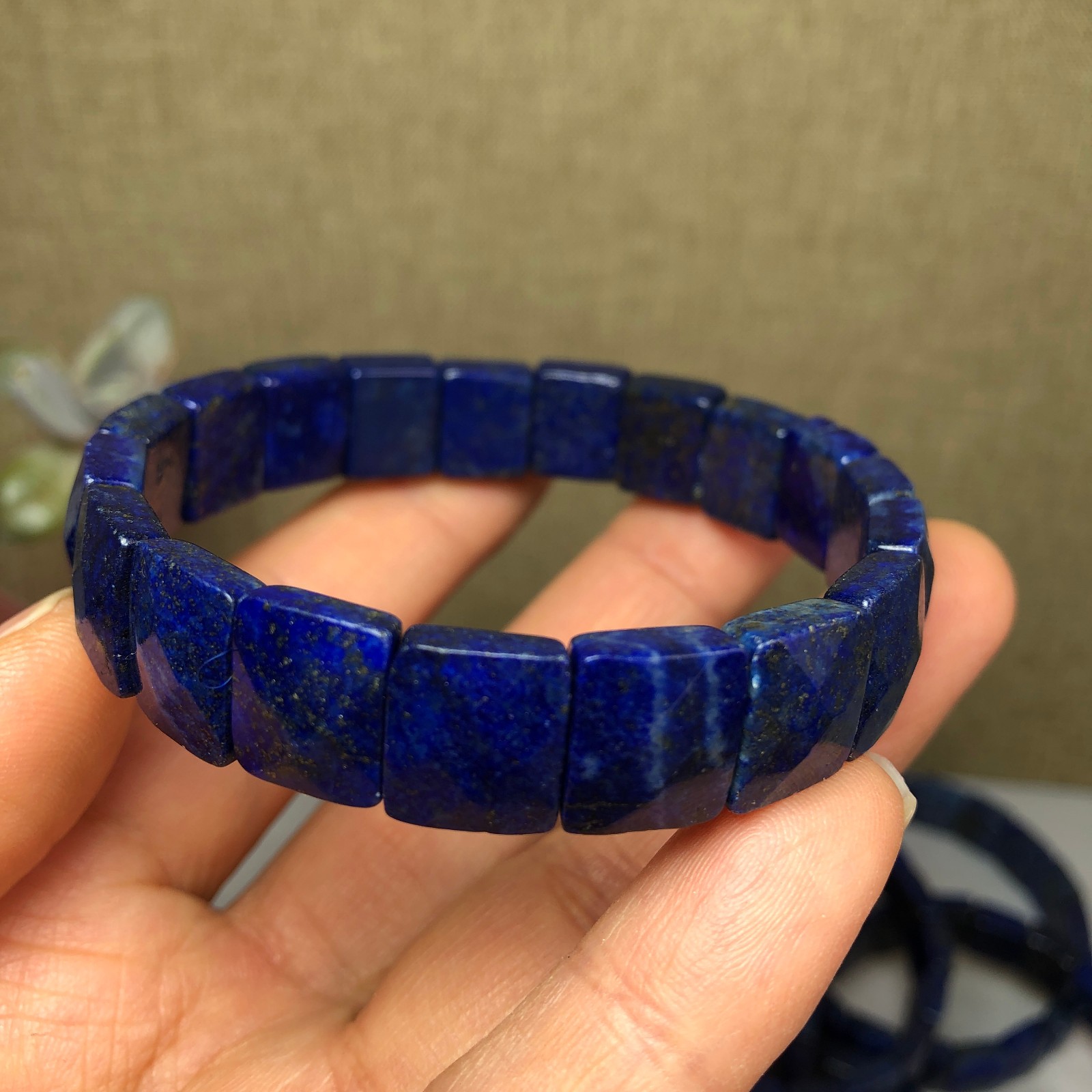 1pcsNatural lapis lazuli Stone Bracelet Brown Gemstone Stretch Bracelet Handmade