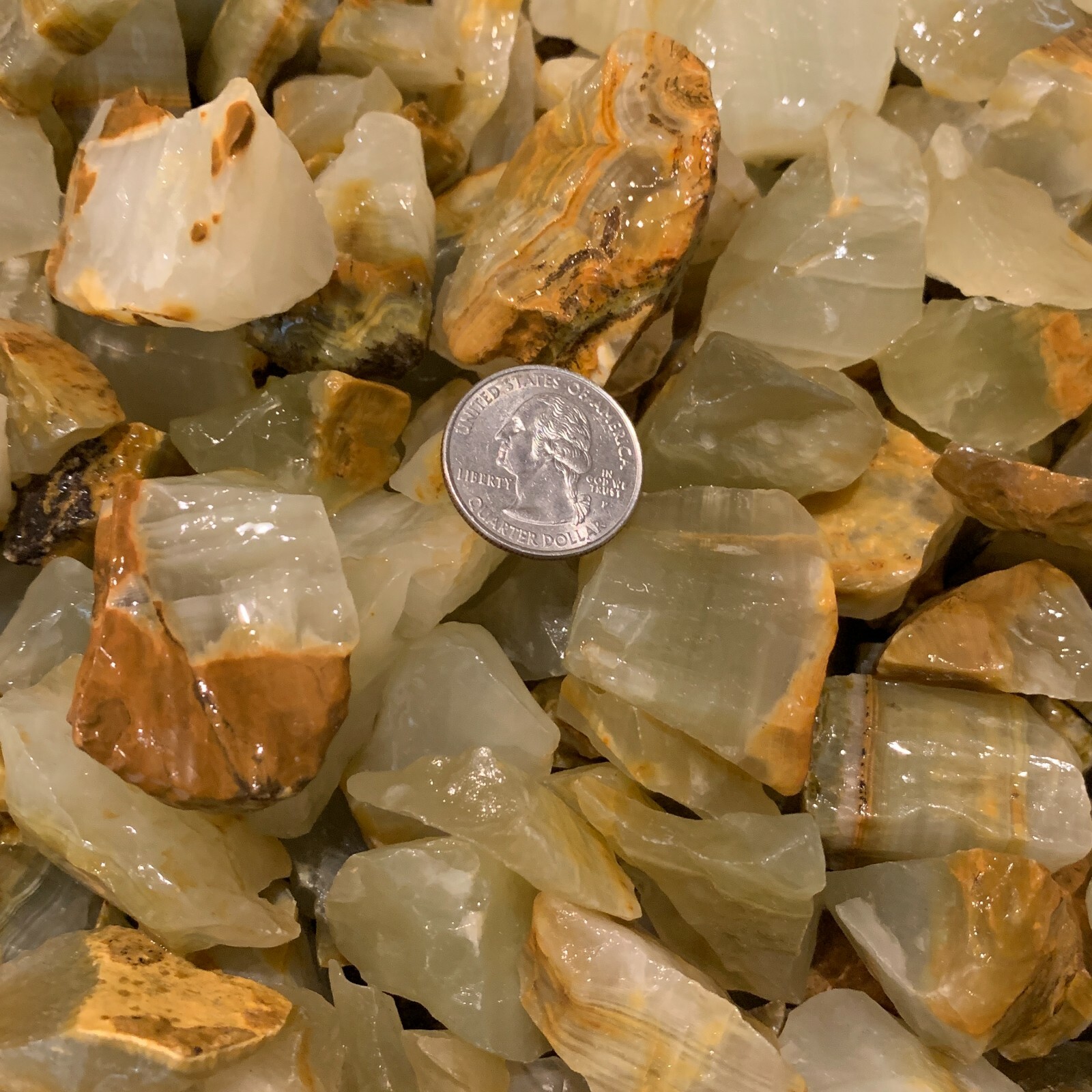 500 Carat Lots of Green Onyx Rough – Plus a Very Nice FREE Faceted Gemstone