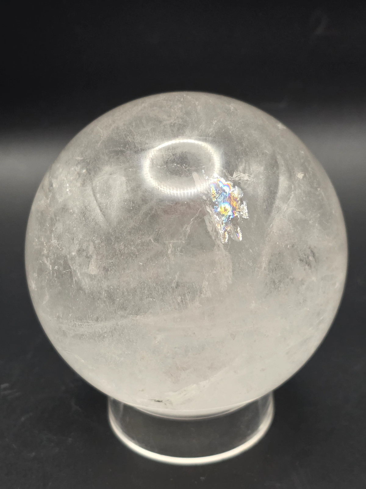 Large clear quartz sphere! 79.3mm, 3.1 inches, 1.8 pounds