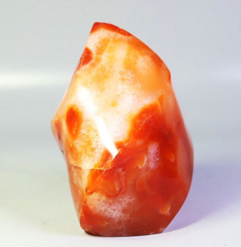 370g Natural Red Orange Carnelian Agate Stone Quartz Crystal Flame Freeform
