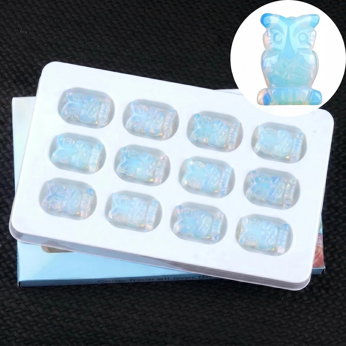 12 Styles Natural Gemstone Owl Carving Mini Crystal Animal Statue Wholesale Bulk