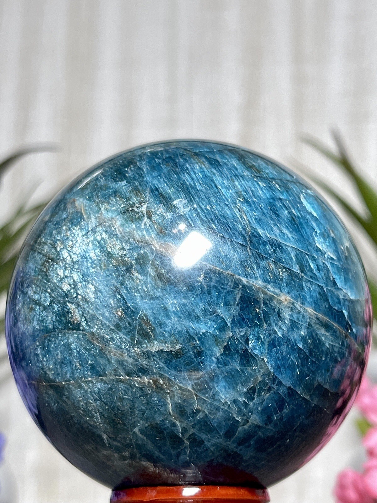 66mm BLUE APATITE SPHERE – Mineral Orb Gem Reiki Chakra Ball Crystal Witch Yoga