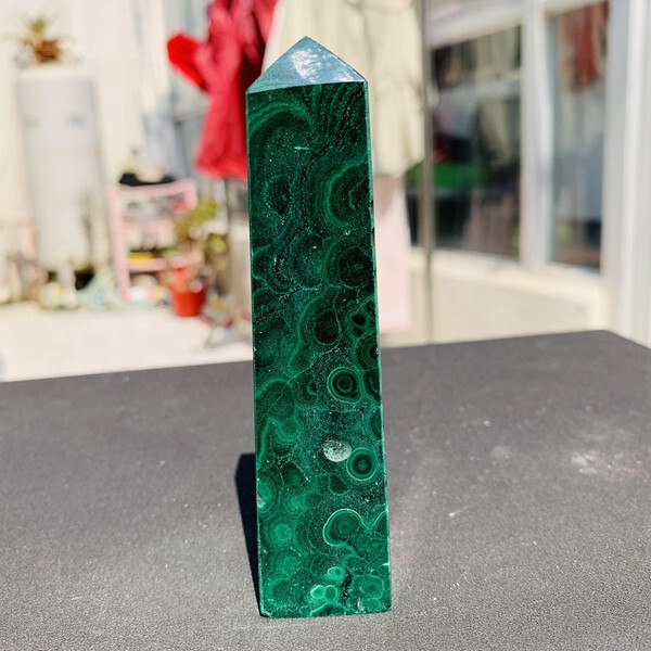TOP! 187g Natural Malachite Quartz Crystal wand point oblisk healing