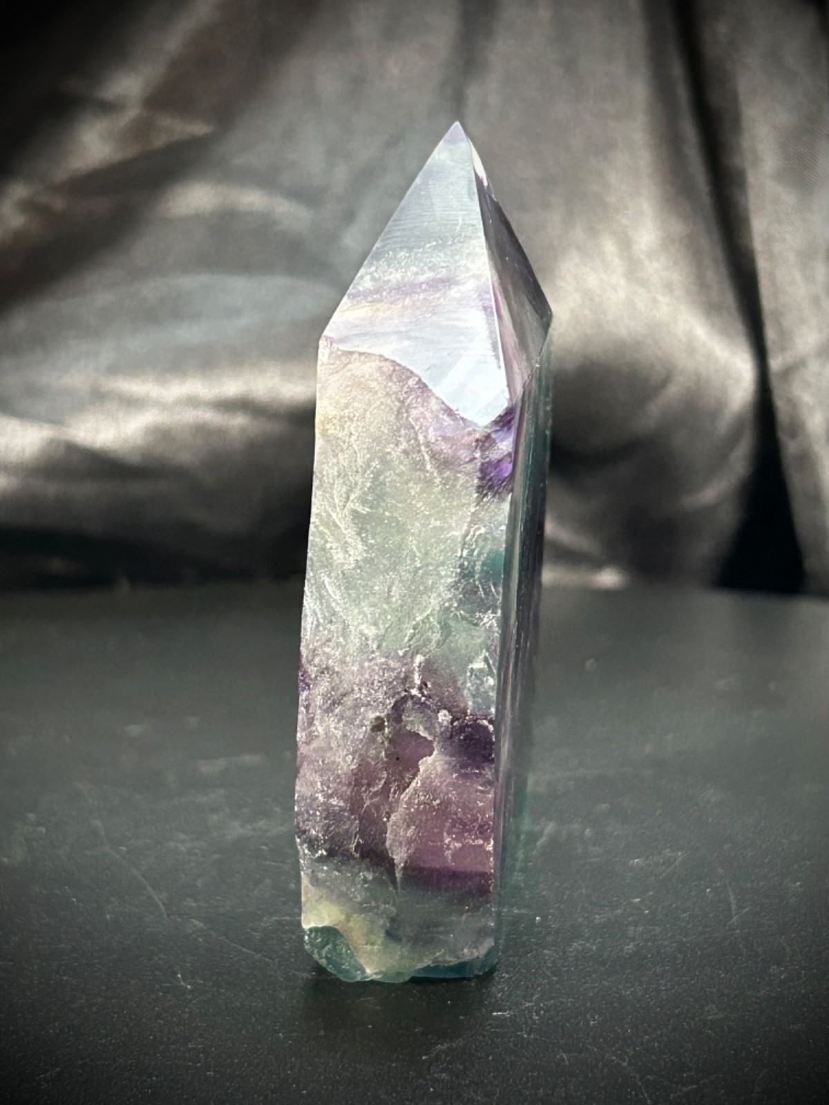 3.26″ Rainbow Fluorite 4 Polished Side/1 Raw Side Tower 8.3oz (241 grams)