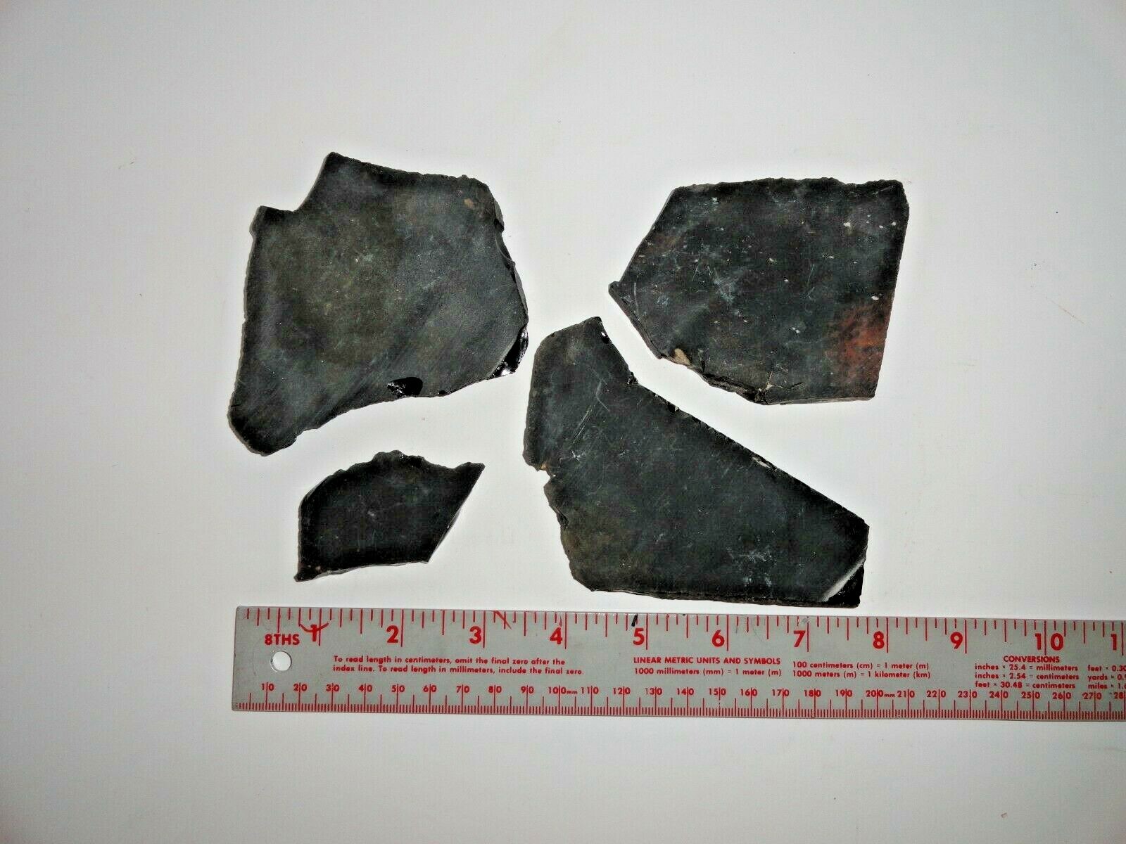 Lot of 4 pieces Sliced Natural Black Stone or Geode – 10 ounces 1/4″ thick