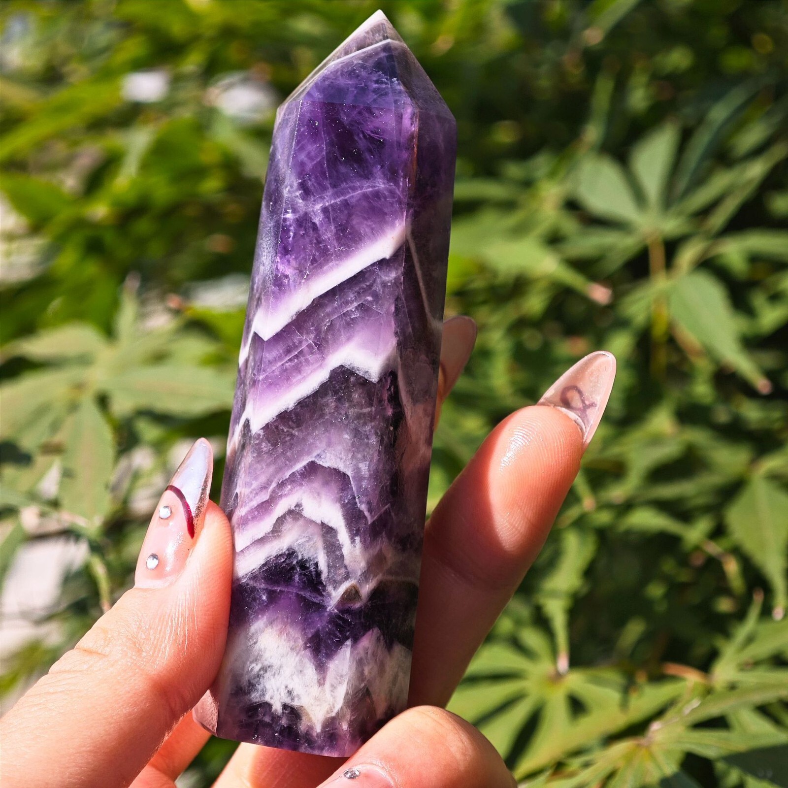 Natural Dream Amethyst Quartz Wand Obelisk Crystal Specimen Custodian Decor 3.5″