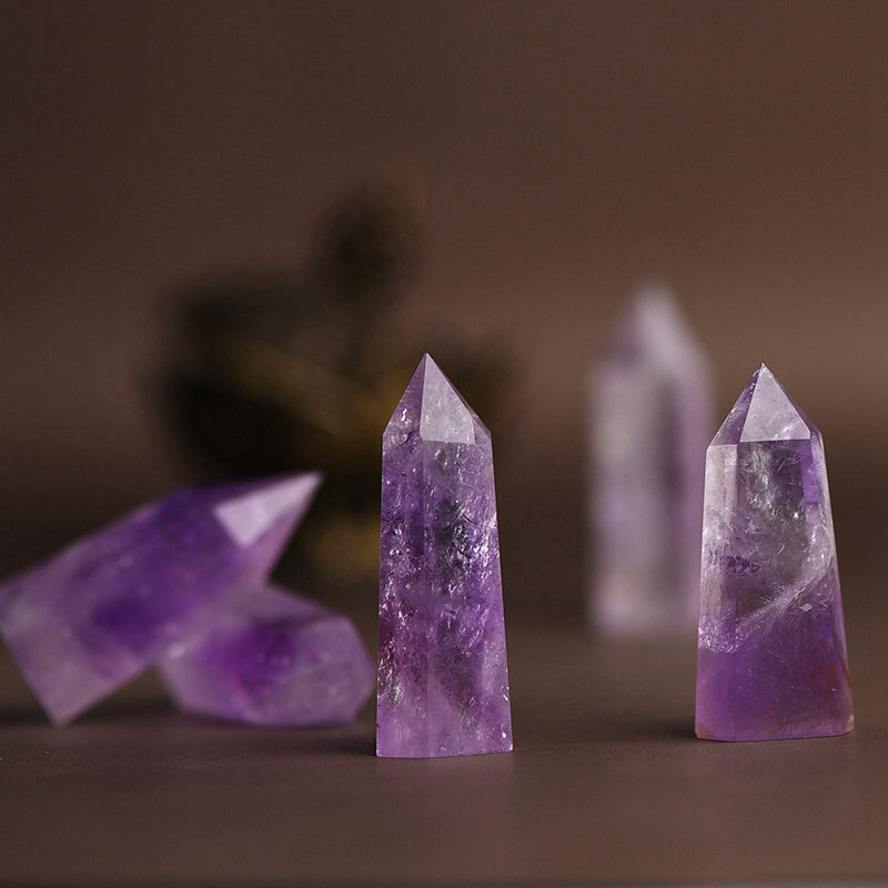 4-5cm Natural Brazilian Amethyst Quartz Crystal Point Wand Obelisk Energy Stone