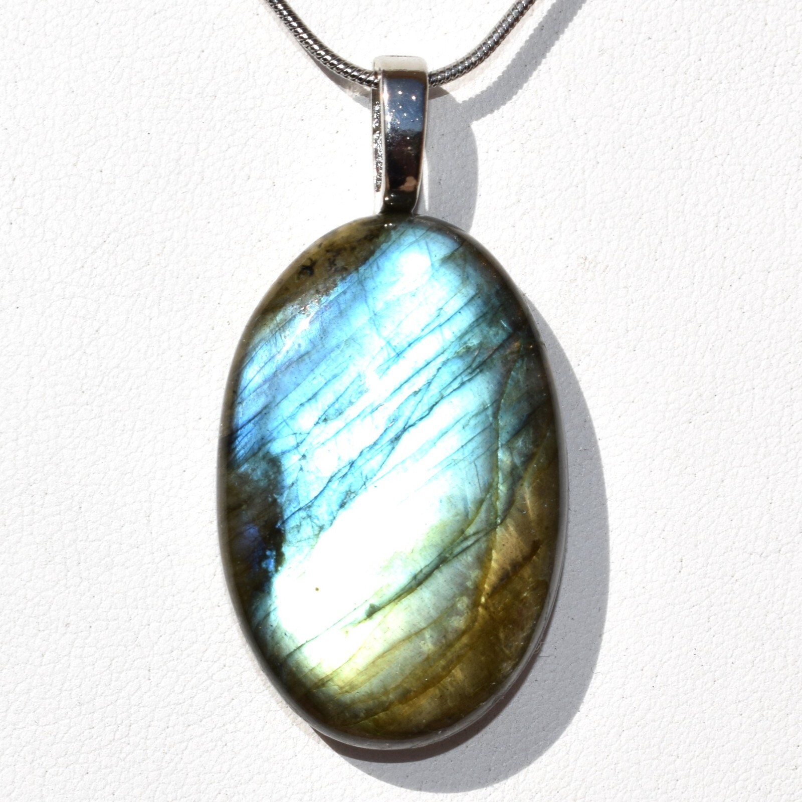 CHARGED Labradorite 62.40 Carats Pendant + 20″ Stainless Steel Chain & Charger