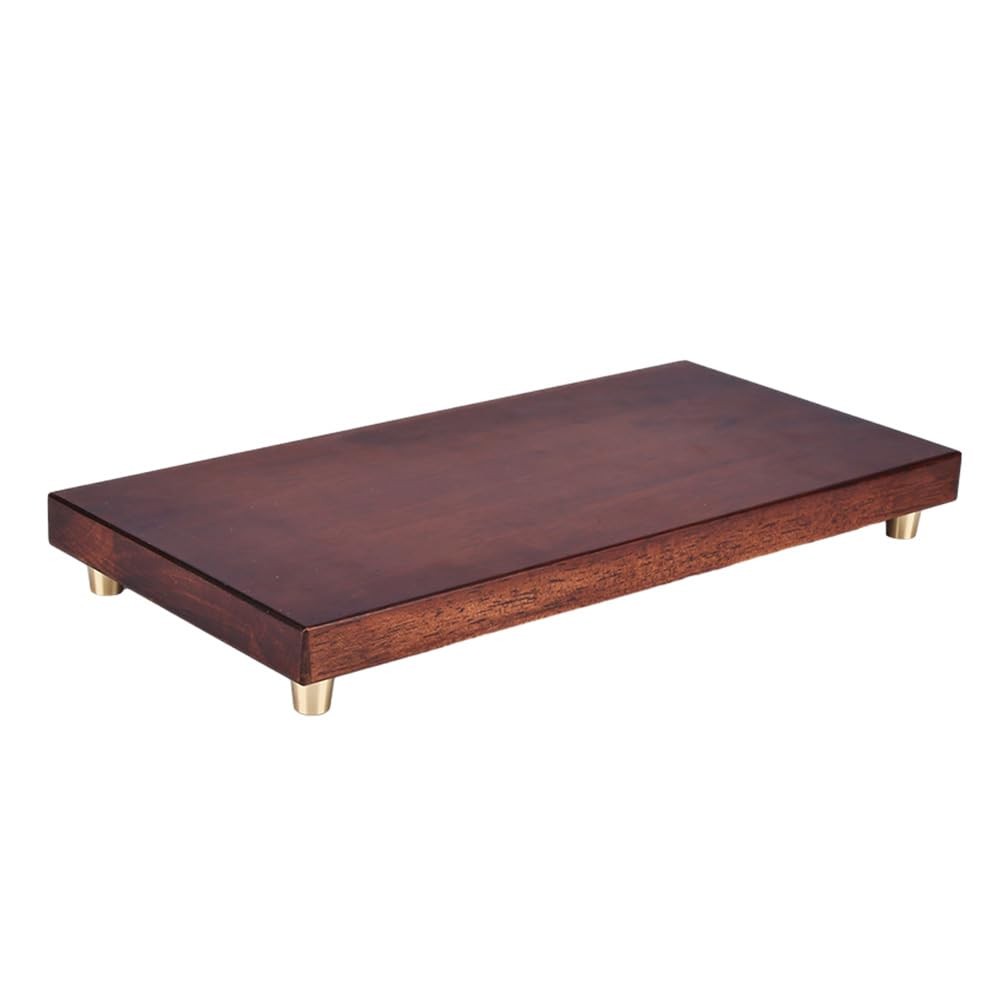 Chinese Rectangular Solid Wooden Tray Pedestal Brass Statue Vase Fishbowl Tea…