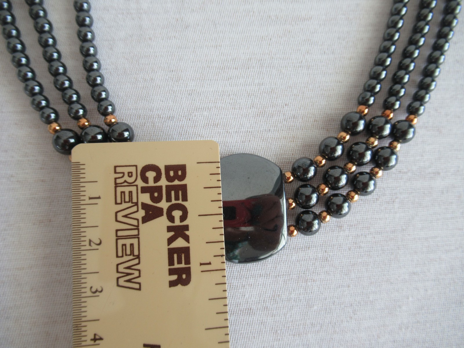 NWOT Multi Strand Beaded Statement Necklace Pearl Hematite Gray