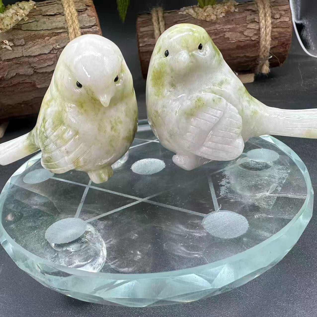 1pc Natural Lantian jade Quartz Carved birds Skull Crystal Reiki Decor Gift