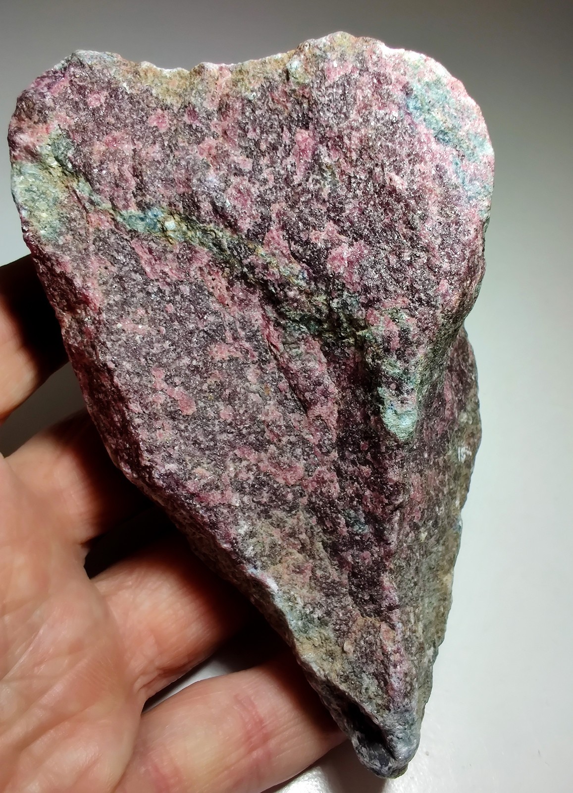 Ruby with large Kyanite crystals, UV. Mysore, Kamataka, India. 720 grams.