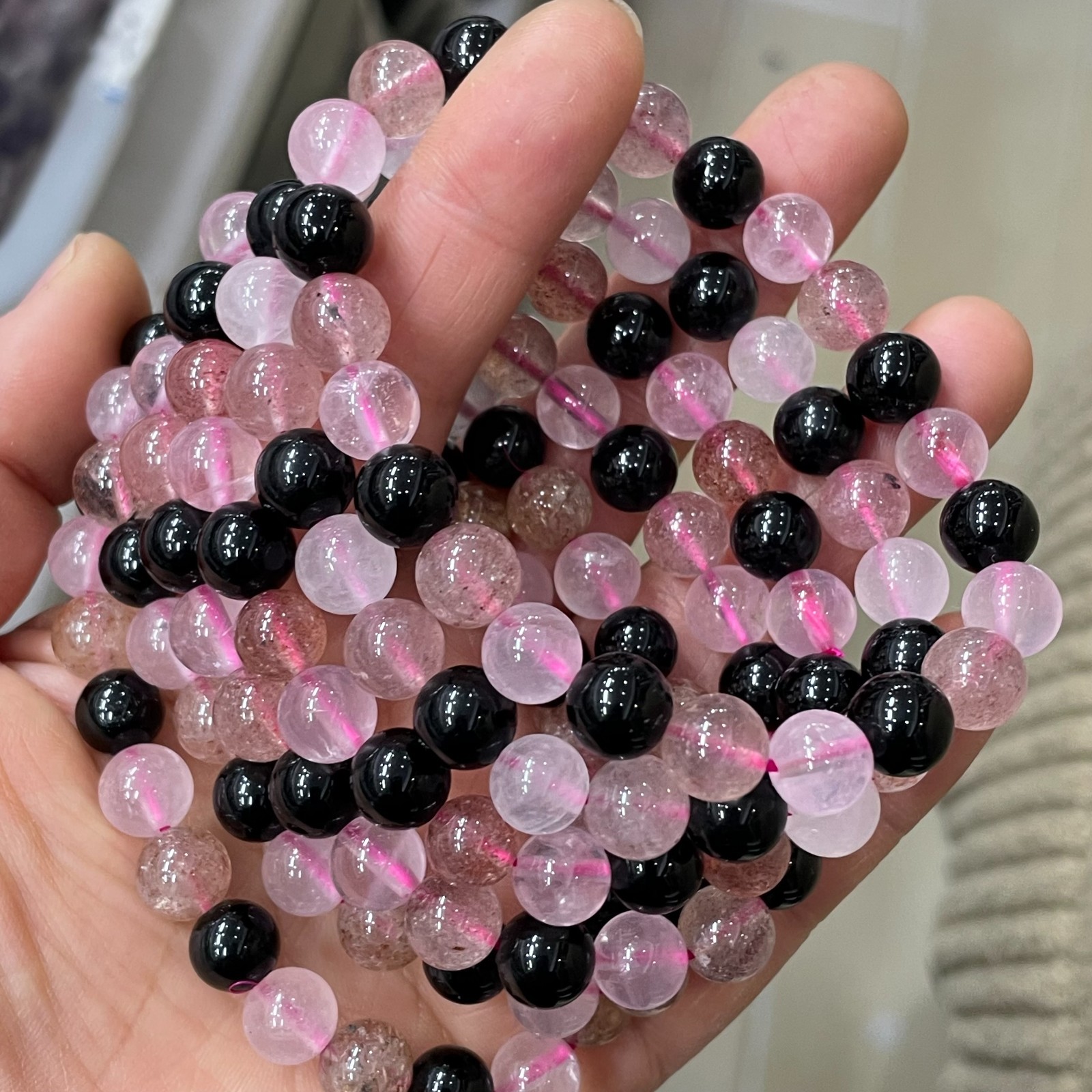 8mm 10pcs Natural multi color mixed crystal bracelet elastic rope