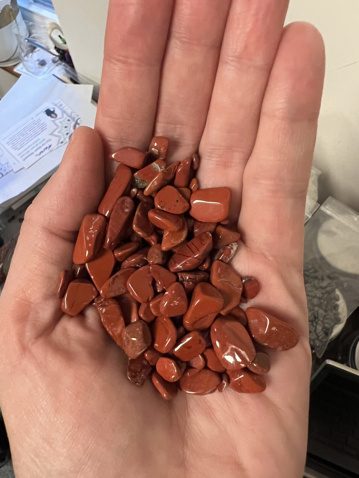 Tumbled Red Jasper Crystal Chips 6.5oz Bulk Gemstone Undrilled Natural Stones