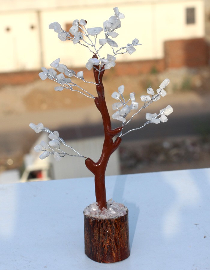 75+ Rainbow Moonstone Gemstones SIlver Branches Bonsai Decor Tree GW MJ