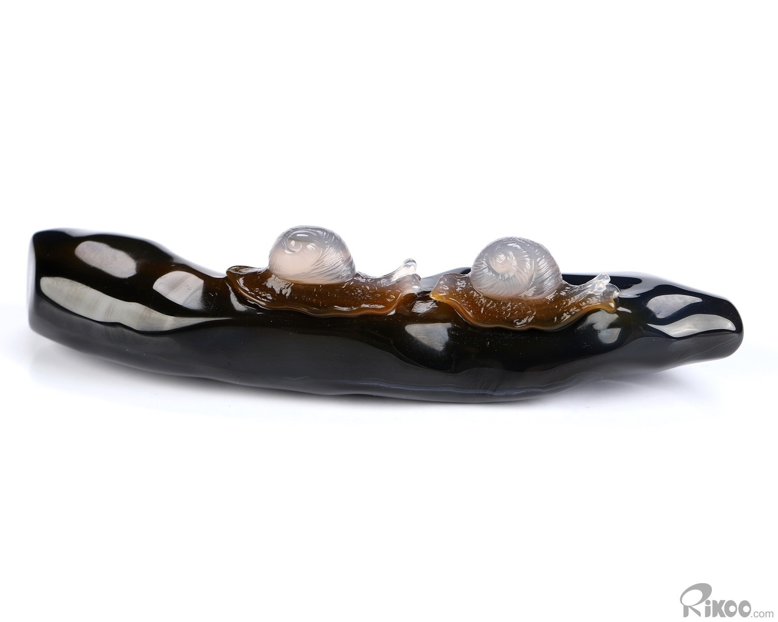 3.8″ Indian Agate Hand Carved Crystal Snails Sculpture, Crystal Healing