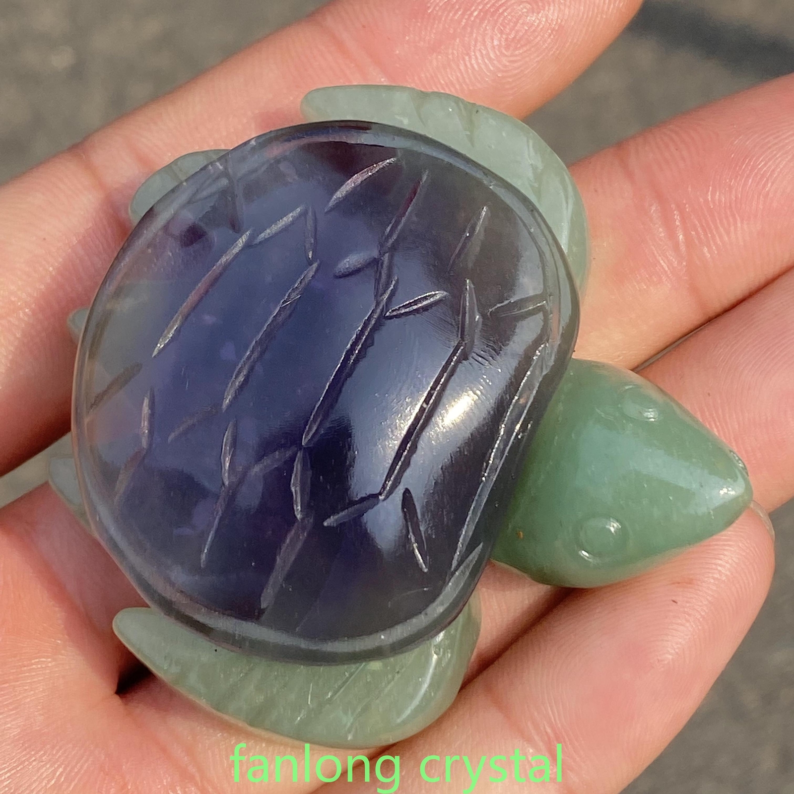 Natural Aventurine fluorite Sea Turtle Quartz Crystal Skull Carved Reiki 1pc