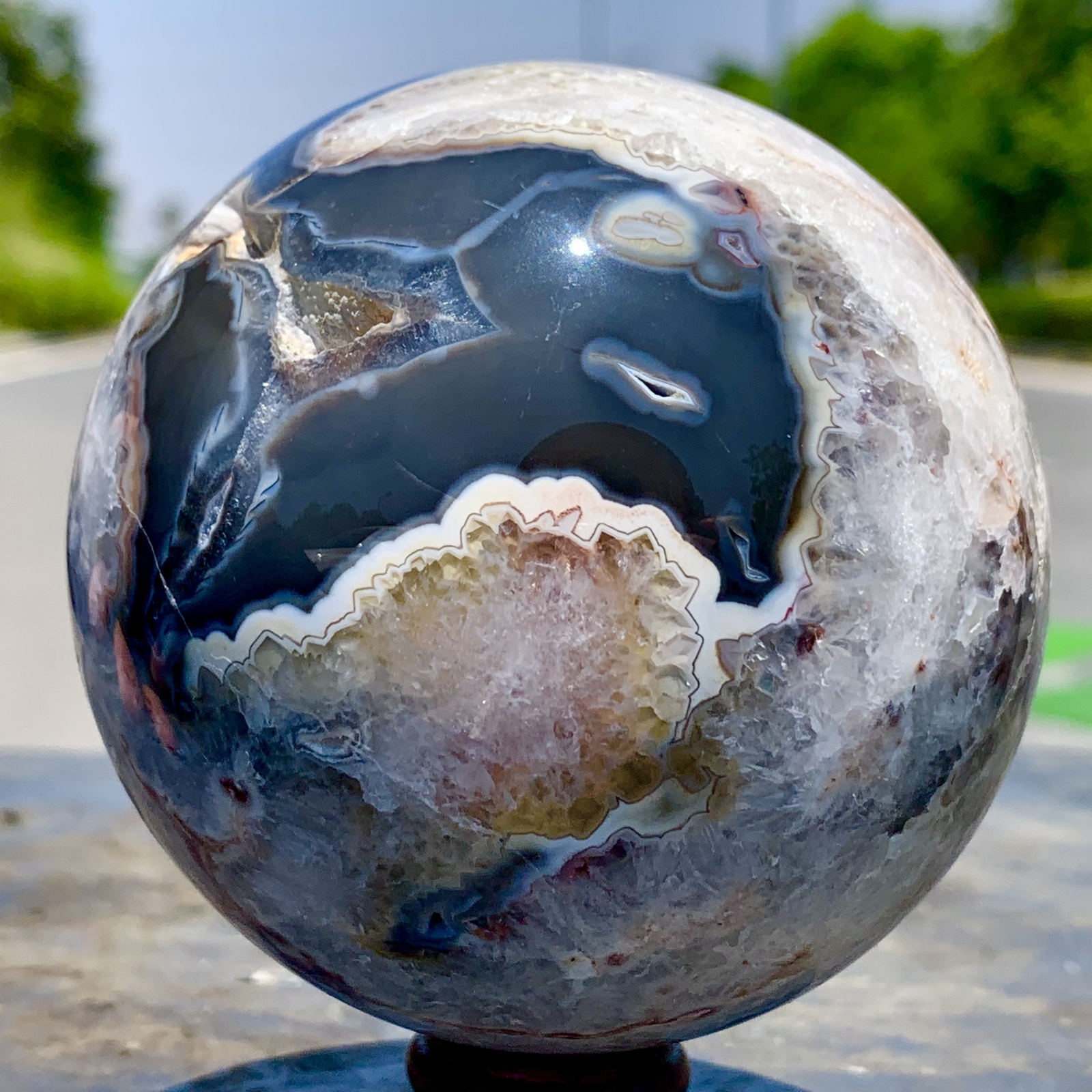 1.74LB Natural Sakura Agate Quartz Sphere healing ball Specimen