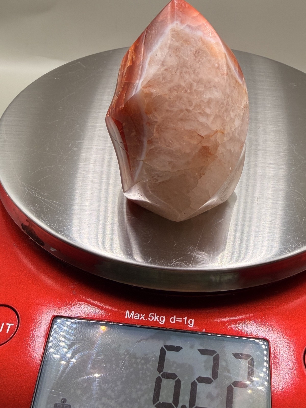Carnelian Agate Flame 622g 2.5″ – Red Orange Fire Quartz Crystal Healing Decor