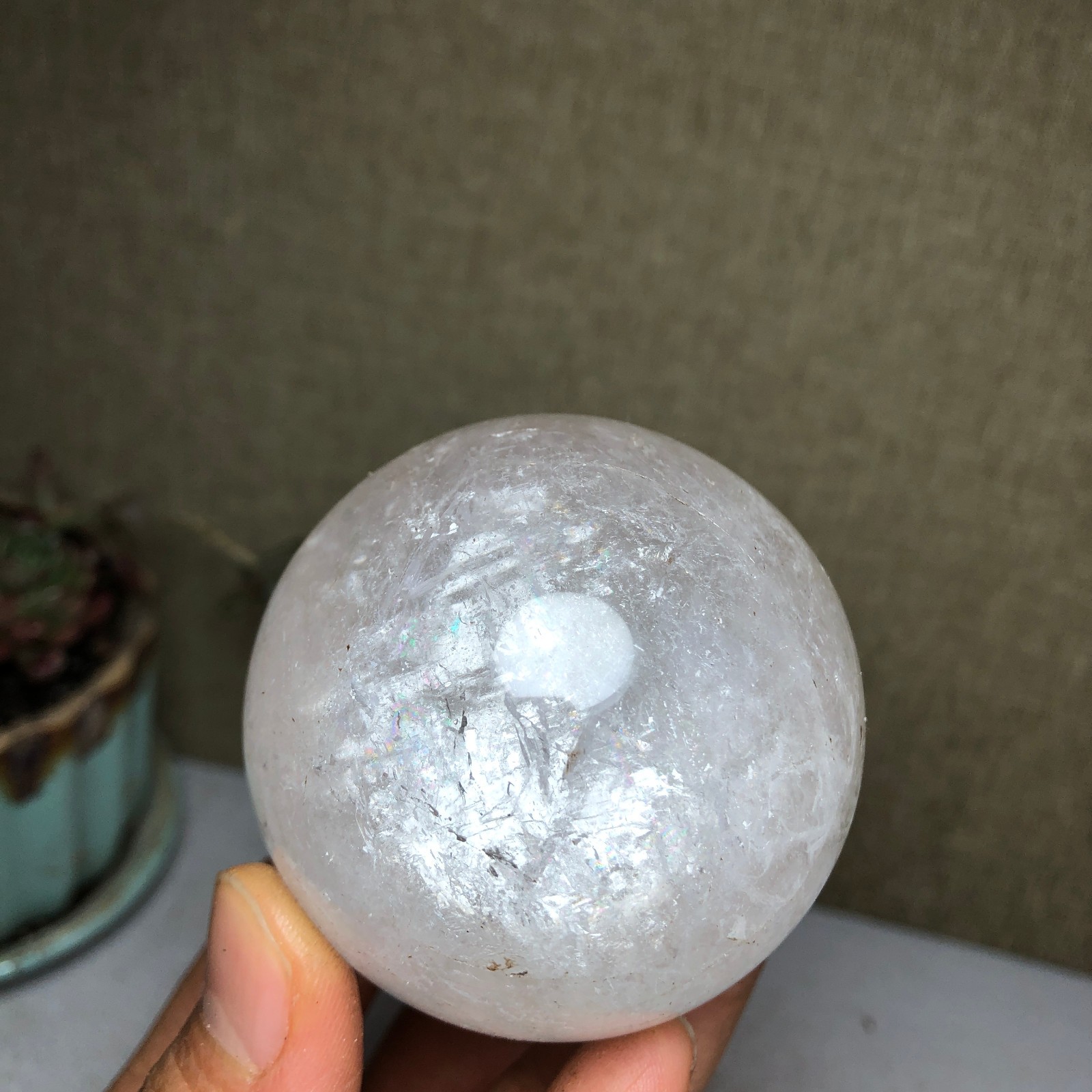 57mm Natural white crystal sphere ball Crystal Quartz specimens 263g A3707
