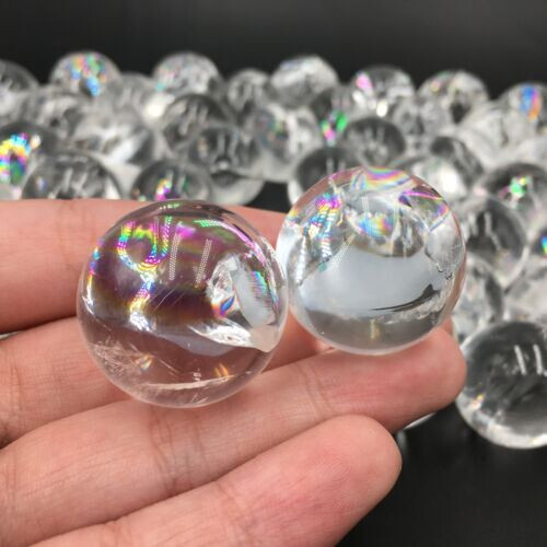 5pcs Natural Clear Quartz sphere Rainbow Crystal Ball Reiki Healing wholesale