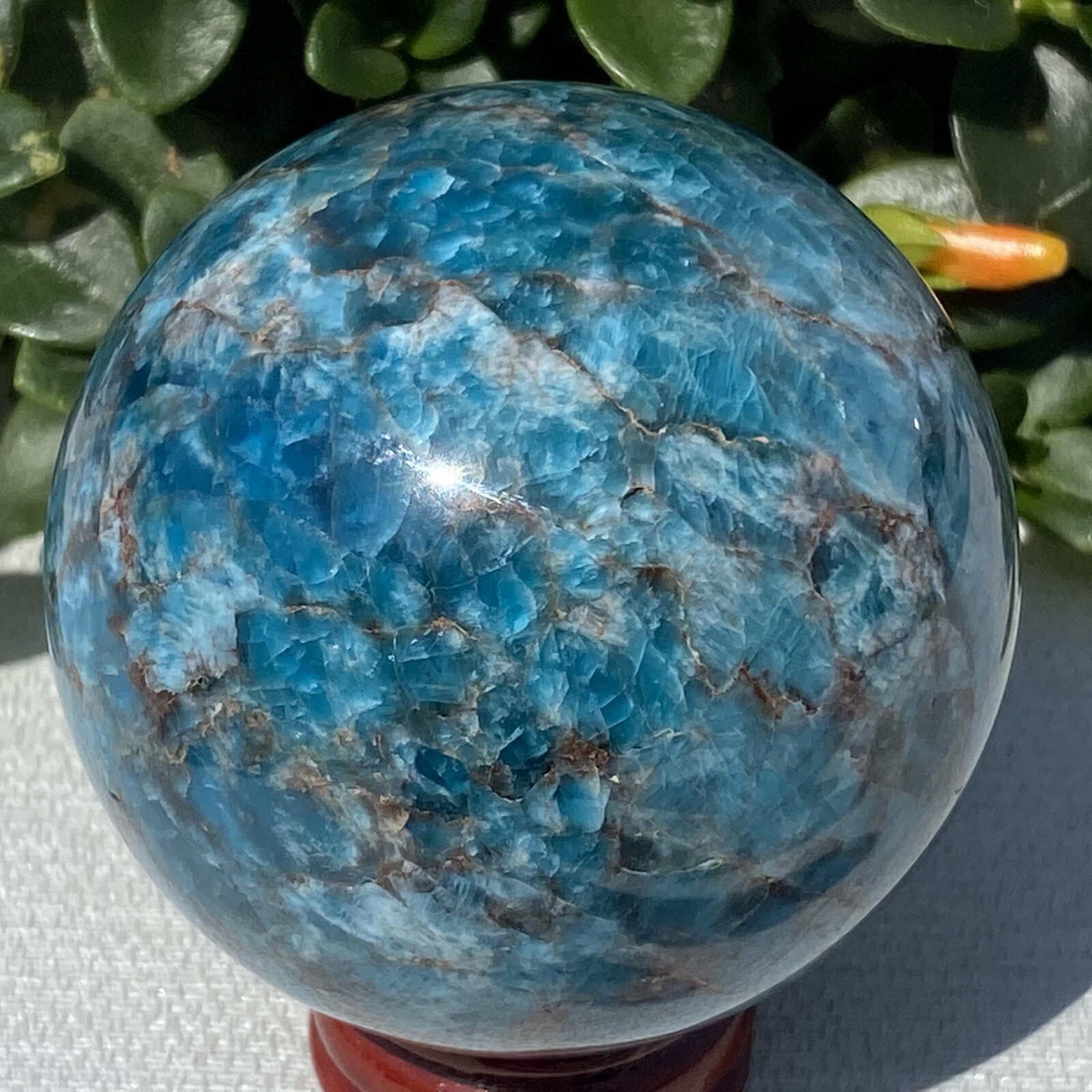 1pc Natural Blue Apatite Ball Sphere Quartz Crystal Mineral Reike Healing 58.7mm