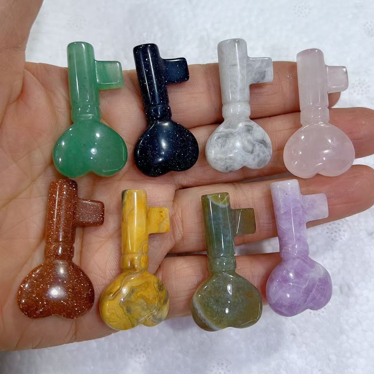 5PCS Natural Mixed material key Reiki Crystal Quartz Healing Decorate