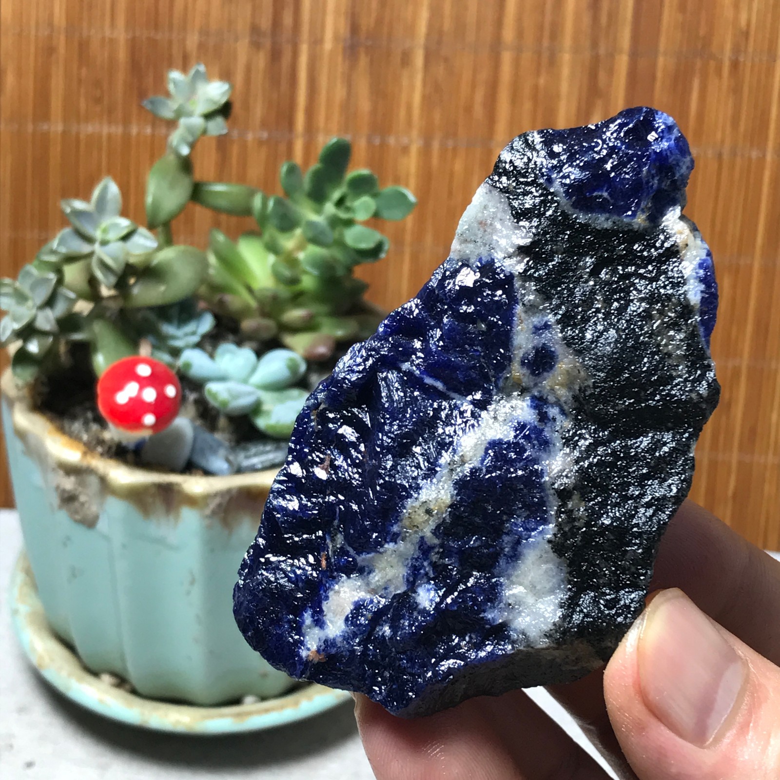 Natural Blue sodalite Crystal gemstone Rough Mineral Specimen healing 91g A6387