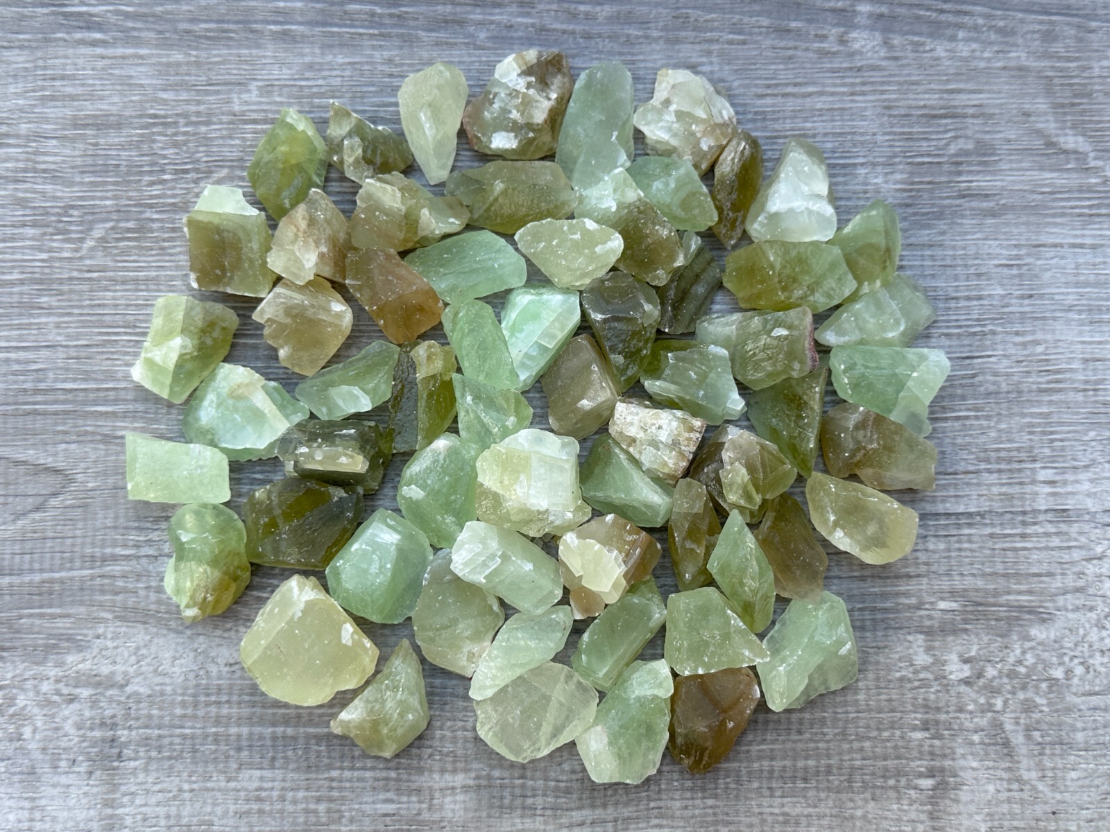 Small Green Calcite Rough Natural Stones, 0.5-1.25″ Raw Calcite Green, Bulk Lot