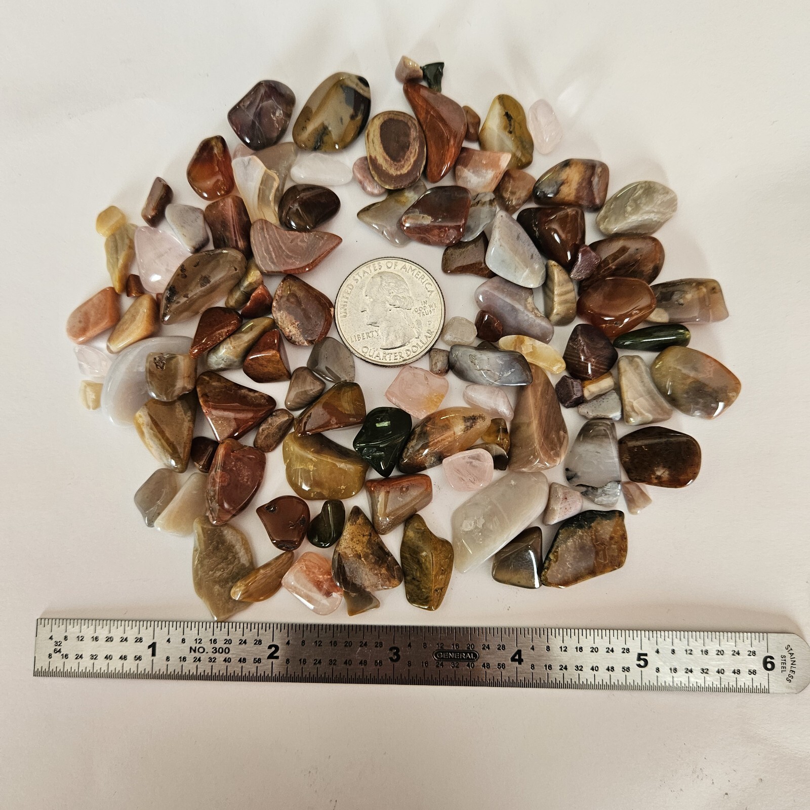 Tumbled Polished Gemstones. Glossy Small size random pull. 110+ gram lot.#1245-