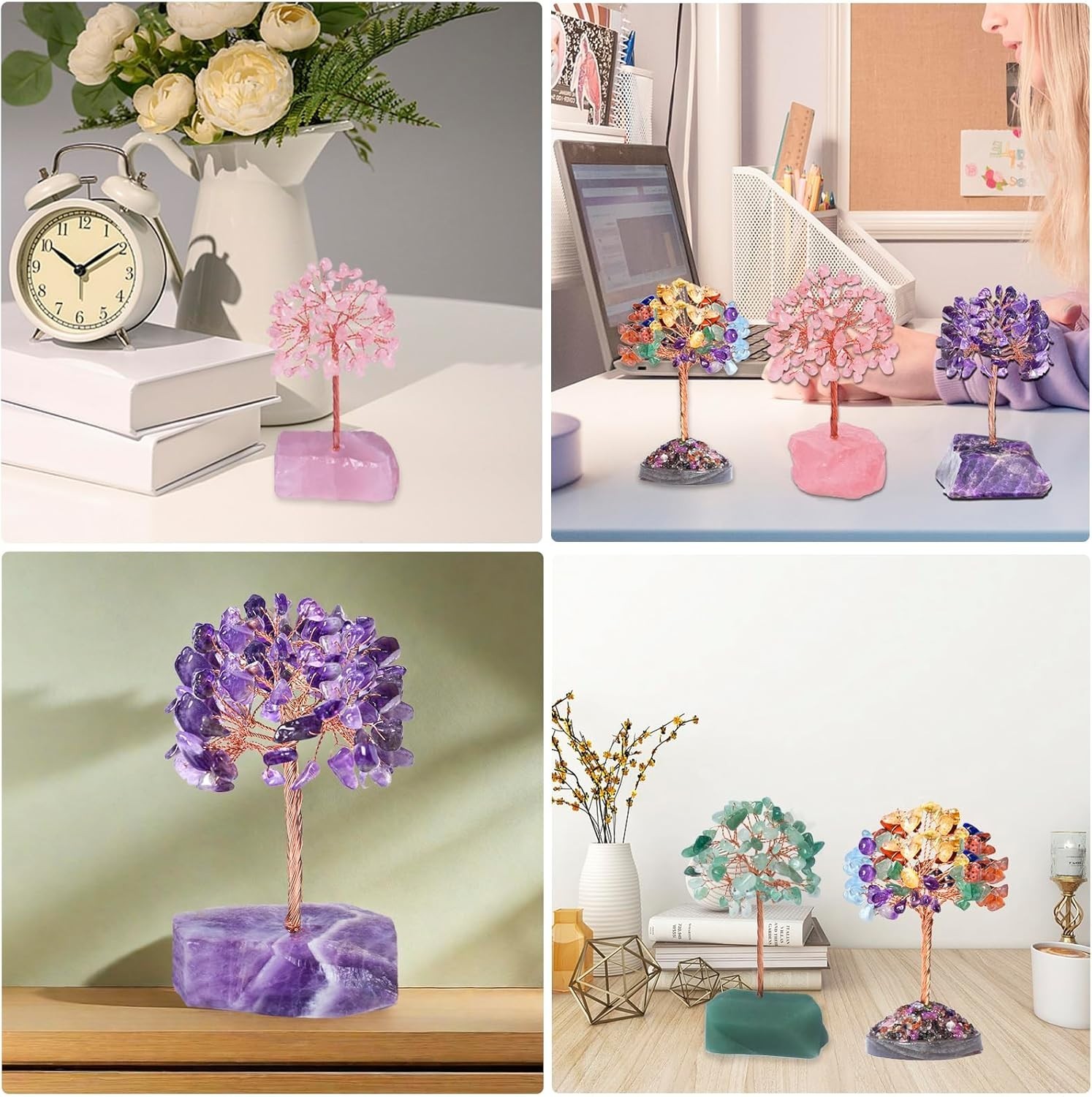 4 Inch Amethyst Crystal Tree of Life Reiki Healing Feng Shui Home Desk Decor