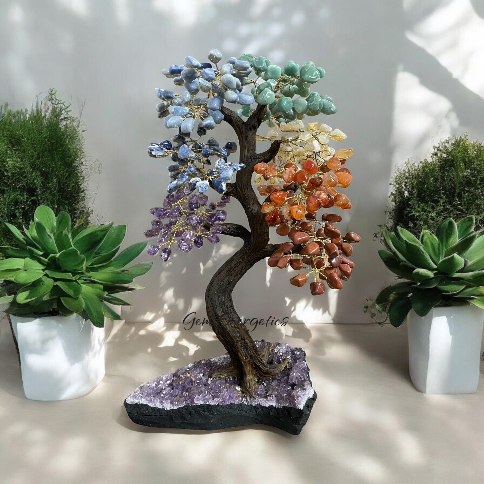 Large Chakra Tree Gemstone Tree Crystal Tree Bonsai Tree Money Tree Gem Tree.