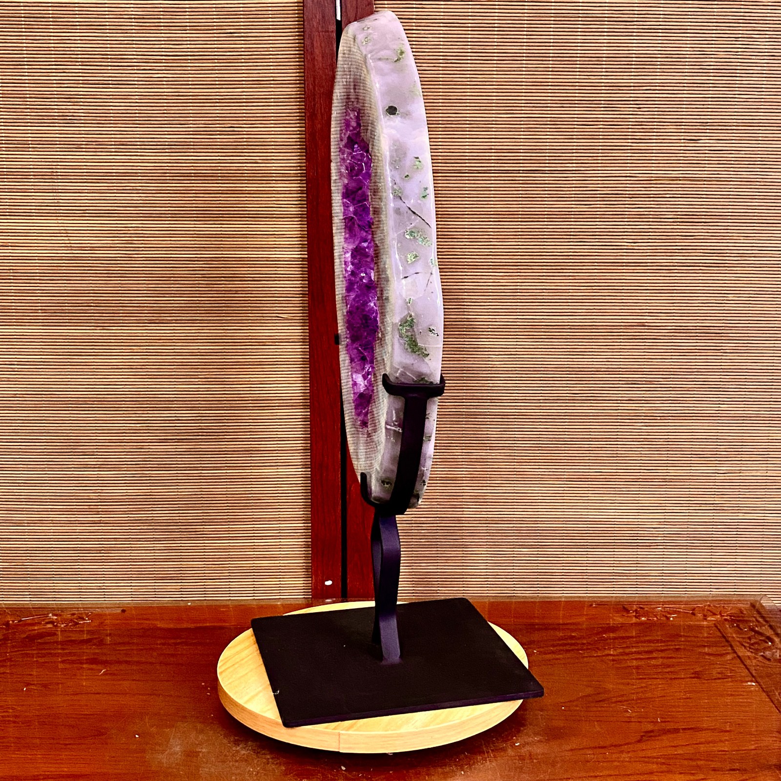 12.45LB Natural Amethyst Cave Crystal Slice Crescent shaped Hand Cut Repai