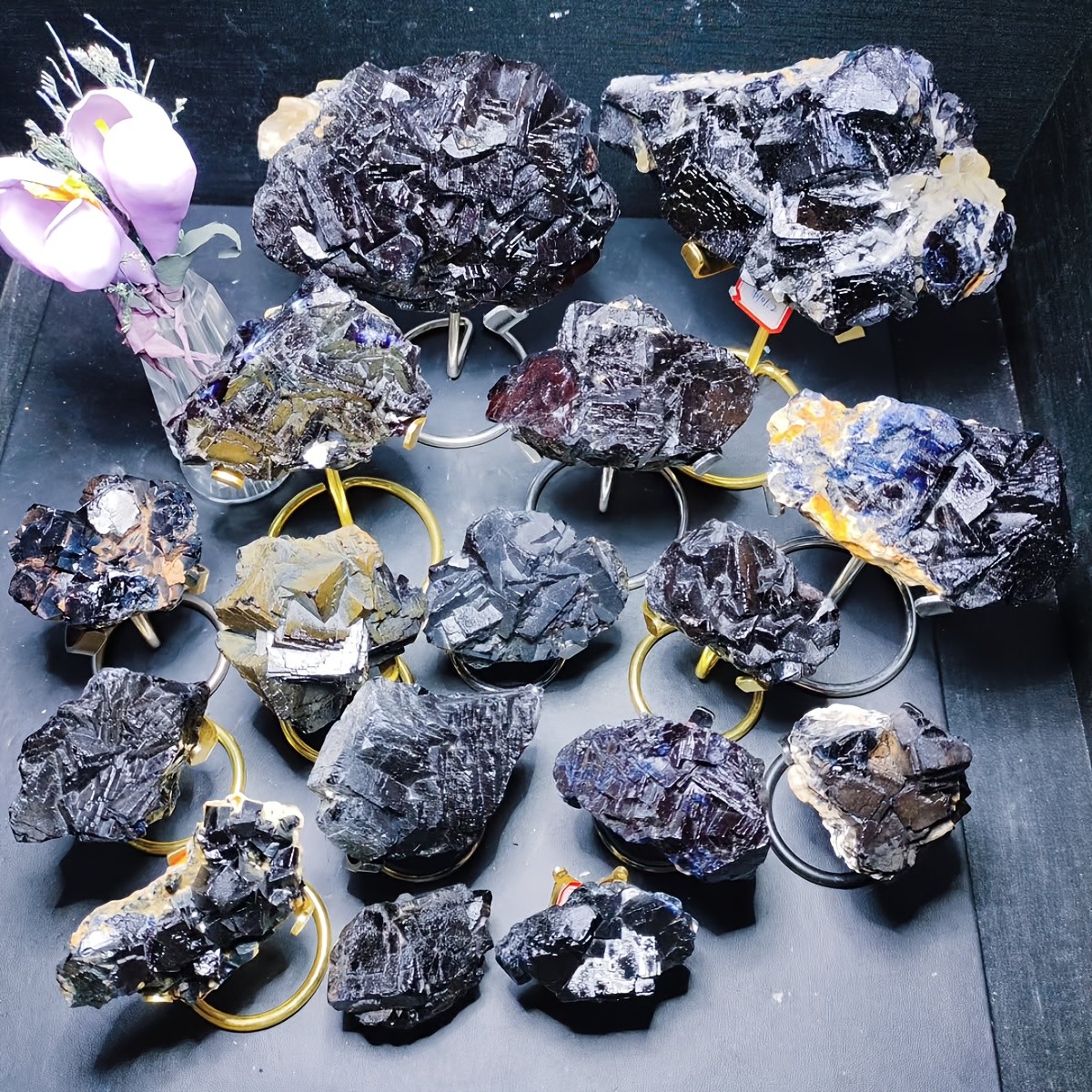 Random Black Rose Fluorite Crystal Mineral Speciman Rock Healing Decor Gift
