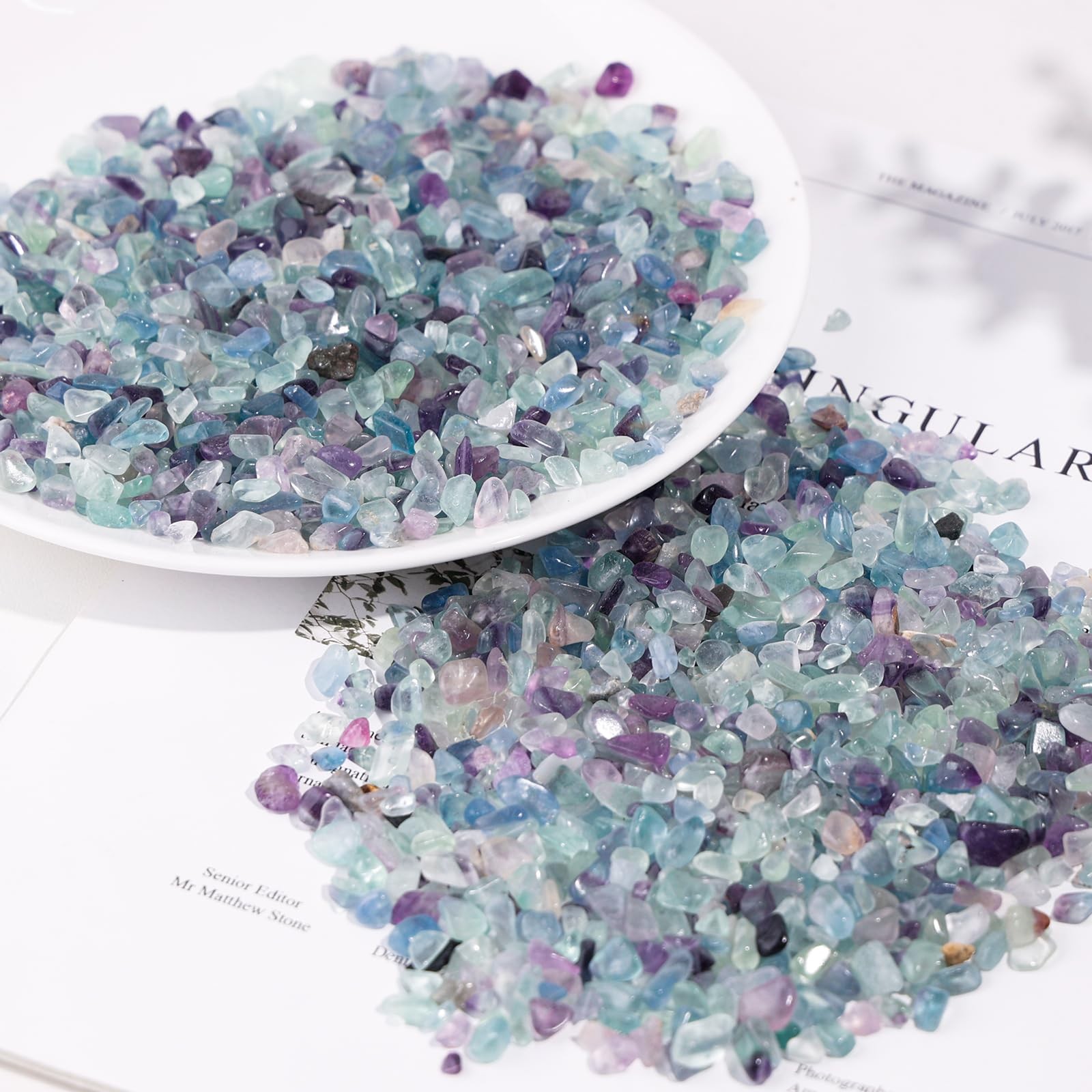 Fluorite/Black Obsidian Tumbled Chips Crystal Crushed Pieces Irregular Shaped…