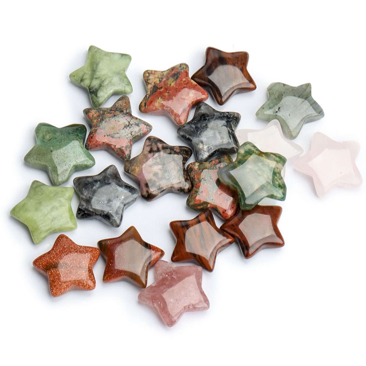 10/20/30X Natural Crystal Quartz Carved Heart Stars Shaped Healing Love Gemstone