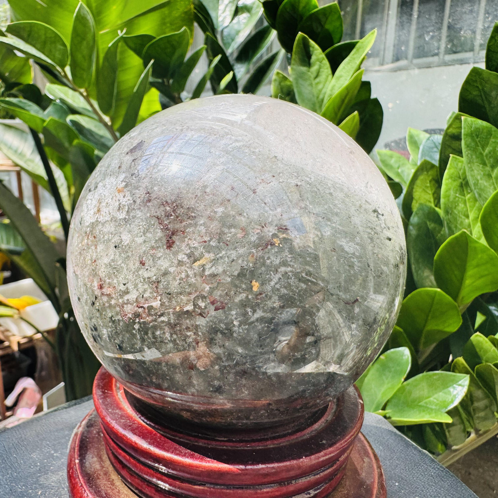 3.87LB Rare Natural Green Ghost phantom quart ball carved crystal sphere reiki